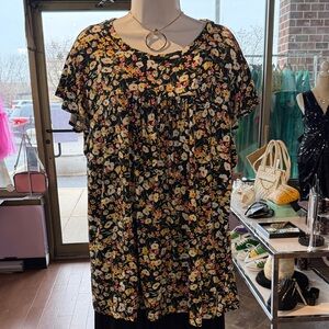 Floral Ruffle Sleeve Blouse